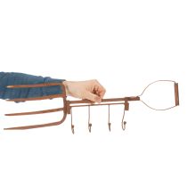 Artikel Rostig metallkrokskena, dekorativ högaffel, trädgårdsdekoration, 4 krokar, 62 cm