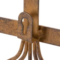 Artikel Krokskena för trädgårdsredskap, trädgårdsdekorationer, kratta, spade och hacka; metallkapphängare av rostig metall, L33,5 cm