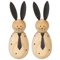 Artikel Dekorativ kaninfigur i trä, perfekt för lugn och tidlös dekoration, 15 cm, 2 stycken