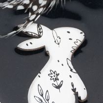 Artikel Träpåskägg att hänga, vita och svarta, 10 cm, 6 stycken