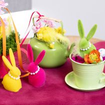 Artikel Dekorativ påskharefigur med pärlhalsband, perfekt för vardagsrum eller sovrum, 13 cm, 4 stycken