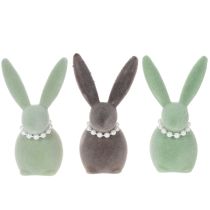 Artikel Påskharedekoration med pärlhalsband, hare för vardagsrum och påskbord, 13 cm, 3 stycken