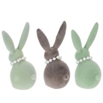 Artikel Påskharedekoration med pärlhalsband, hare för vardagsrum och påskbord, 13 cm, 3 stycken