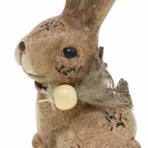 Dekorativa figurer kaniner med fjäder- och träpärlbrun blandade 7cm x 4,9 cm H 10cm 2st