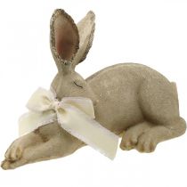 Påskhare liggande med rosett Polyresin Påskdekoration 28cm