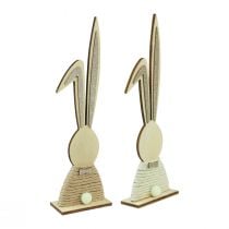 Artikel Kaniner med glitter träkaniner bordsdekoration påsk H36cm 2st