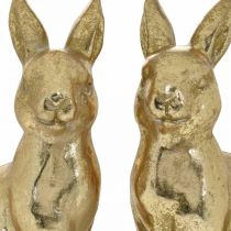 Dekorativ kanin i guld, kanin att dekorera, ett par påskharar, H16.5cm 2st