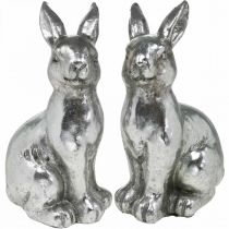 Artikel Dekorativ kanin sittande påskdekoration silver vintage H17cm 2 st