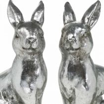 Deco kanin sittande påskdekoration silver vintage H17cm 2st