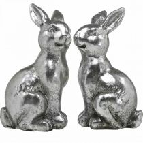 Artikel Dekorativ kanin sittande påskdekoration silver vintage H13cm 2 st