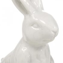 Keramisk kanin sittande vit påskhare Påskdekoration H14,5cm 3st