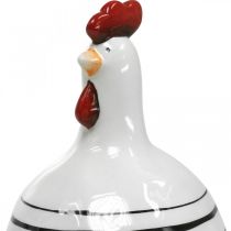 Dekorativ kyckling svart och vit randig keramikfigur påsk H17cm 2st