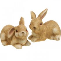 Påskhare liggande brun keramik kanin par dekorativ figur 15,5 cm 2st