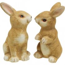 Kanin sittande, keramisk dekoration, påsk, par kaniner brun H15cm set om 2