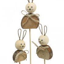 Kaninblomma pinne trä rost Påskhare dekoration natur 8cm 8st