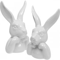 Deco kanin keramik vit, kaninbyst Påskdekoration H17cm 3st