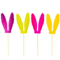Artikel Kaninöron flockade påskdekorationer på pinne som stämningsfulla blomsterplockare 31 cm 4 st