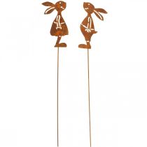 Artikel Trädgårdsdekoration rost kanin dekorativ plugg påsk 8×16cm 2st (1 par)