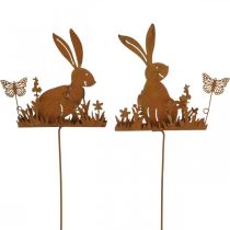 Bunny flower plug rost dekorativ plugg metall påsk 11cm 4st