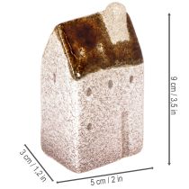 Artikel Dekorativt set med miniatyrhus i keramik, bordsdekoration, 9 cm, 3 delar