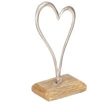 Artikel Hjärtdekoration Metall Trä Bas Natursilver H15,5cm 3 St