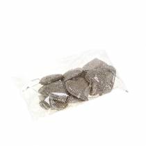 Artikel Glitterhjärta för upphängning av champagne 6cm x 6,5cm 12 st