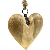 Hjärta av trä, dekorativt hjärta för upphängning, hjärtdekoration H19cm