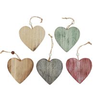 Trähjärtan dekorativa hjärtan Vitfärgat vintage trä 10st