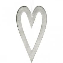Dekorativt hjärta för att hänga bröllopsdekorationer i silver 22 × 12cm