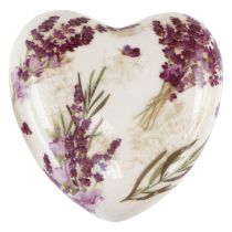 Artikel Hjärtdekoration keramisk dekoration lavendel vintage stengods 10,5cm