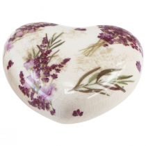 Artikel Hjärtdekoration keramisk dekoration lavendel bordsdekoration lergods 8,5cm