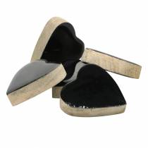Artikel Hjärtan av mangoträ glaserat naturligt, svart 4,3cm × 4,6cm 16 st