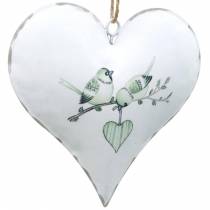 Dekorationshängarehjärta med fågelmotiv, hjärtdekoration för Alla hjärtans dag, metallhängande hjärtform 4st