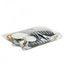 Artikel Hjärta Svart Vit Metalldekoration för upphängning 7,5×11cm 4 st