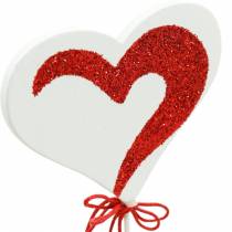 Hjärta på en pinne Röd, vit Dekorativt hjärta Dekorativa pinnar Alla hjärtans dag 16St