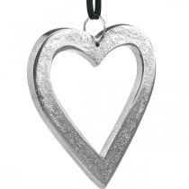 Hjärta att hänga, metalldekoration, jul, bröllopsdekoration silver 11 × 11cm