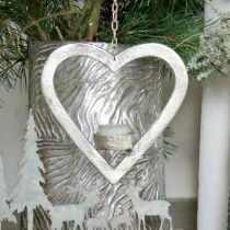 Artikel Hjärta att hänga, värmeljushållare till advent, bröllopsdekor metall silver H24cm