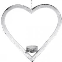 Artikel Hjärta att hänga, värmeljushållare till advent, bröllopsdekor metall silver H24cm