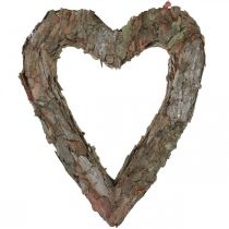 Artikel Dekorativt hjärta, öppen tallbark, höstdekoration, gravdekoration, borddekoration, växtset 30×24 cm