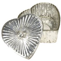 Artikel Hjärtformad burk med lock, glasburk med hjärta, champagne, 15,5 x 15 x 10 cm