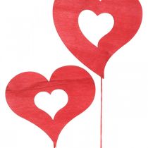 Blompluggshjärta, trädekoration att sticka, alla hjärtans dag, röd dekorativ plugg, mors dag L31-33cm 24st