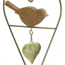 Dekorativa hjärtan för upphängning av metall med fågelved 12×18cm 2st