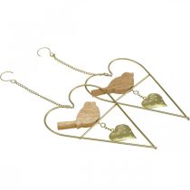 Artikel Dekorativa hjärtan för upphängning av metall med fågelved 12×18cm 2 st