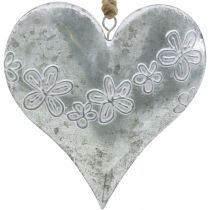 Hjärtan att hänga, metalldekor med prägling, alla hjärtans dag, vårdekor silver, vit H13cm 4st