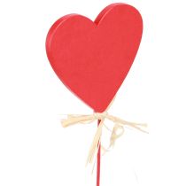 Artikel Hjärtpluggar träröda dekorativa hjärtan med nyckelpigor 6cm 16 st