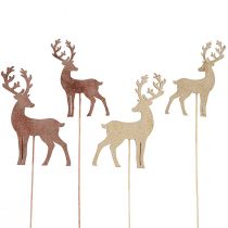 Artikel Rådjur dekorativ blomplugg brons guld 8-10cm 18 st