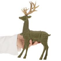 Artikel Dekorativ stående hjortfigur, flockad med horn, 31 cm