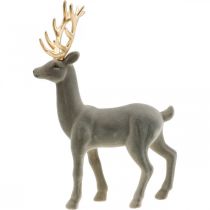 Artikel Dekorativ hjort dekorativ figur dekorativ renflockad grå H37cm