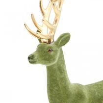 Dekorativ hjort dekorativ figur dekorativ ren flockade grön H37cm