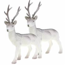 Artikel Deco rådjur flockade/snöade 27,5cm 2 st